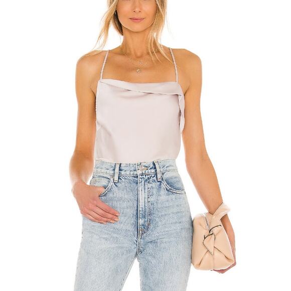 NEW ASTR THE LABEL ~ Spring Champagne Drape Front Cami Bodysuit Size XS - Picture 4 of 9